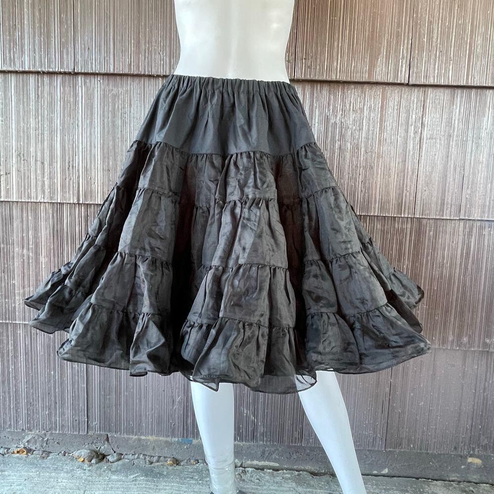 🔥VTG Fancy Frills Ruffle 2 Layers  Petticoat Rockabilly Full Skirt Square Dance